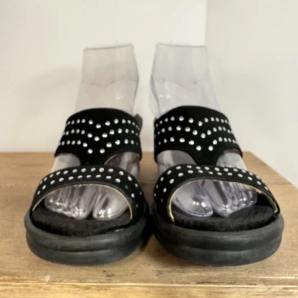 Skechers Black Studded Wedge Slide Sandals Womens 9 Memory Foam Whimsigoth Y2K - Picture 4 of 10